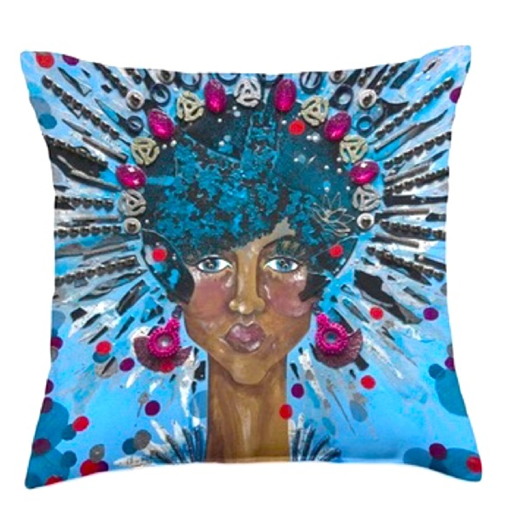 Art Pillow Featuring Beautiful Black Woman